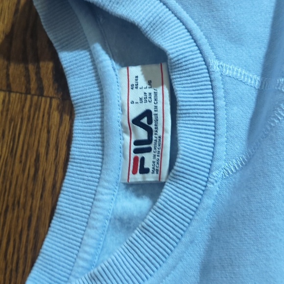 Fila Sky Blue French Terry Crewneck Navy/White Stripes Loungewear Top Sz L - Picture 5 of 8